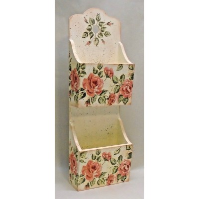 Wood Decoupage Mail Holder, Vintage Roses, Shabby Chic   183348853748